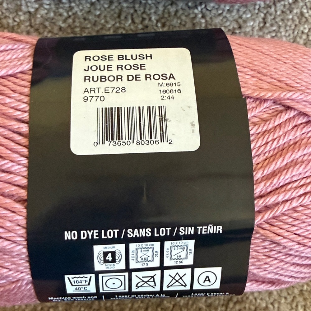 Red Heart Soft Yarn - Rose Blush. 3 Skeins. Yarn has slight sheen! Gorgeous! - Picture 6 of 7